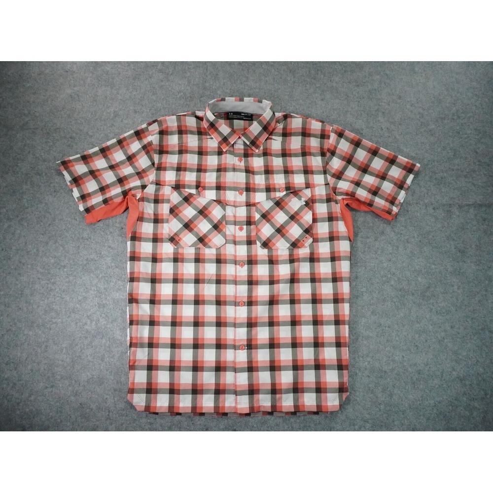 Under Armour Shirt Men Small Loose Button Up UA Tide Chaser Vented Hiking‎ Coral